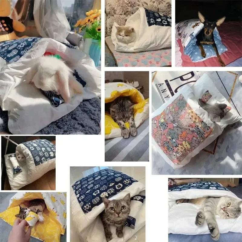 Kawaii Removable Cat Bed | Cozy Hooded Sleeping Bag Nest for Cats