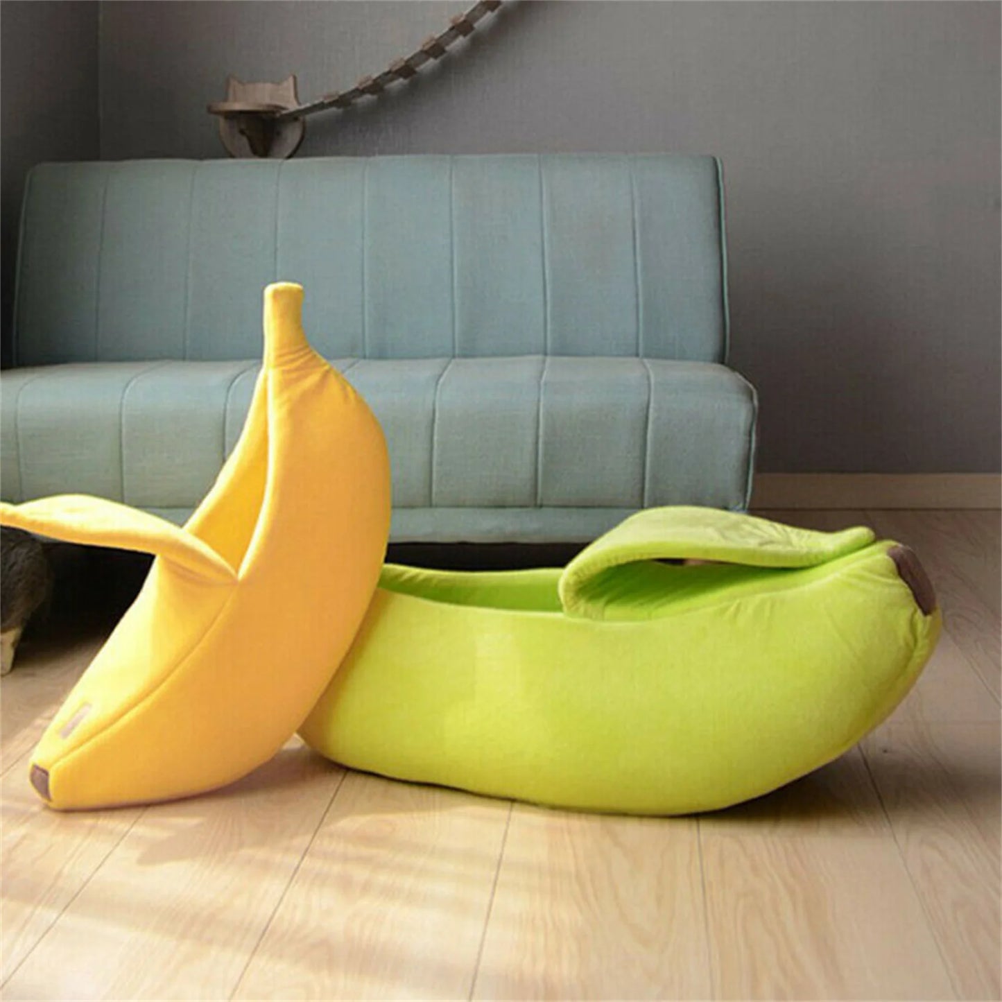 Banana Shape Cat & Small Dog Bed | Cozy Winter Deep Sleep Pet Nest