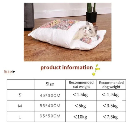 Kawaii Removable Cat Bed | Cozy Hooded Sleeping Bag Nest for Cats